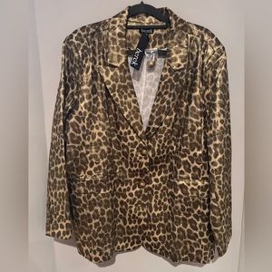 Stunning metallic Women’s coded leopard blazer. NWT